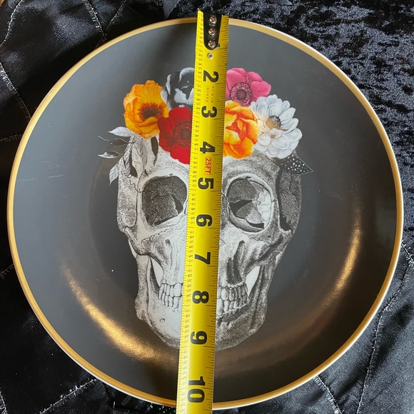 HARVEST GREEN STUDIO Porcelain Floral Skull Decorative Plate Day Of The Dead - Picture 7 of 10